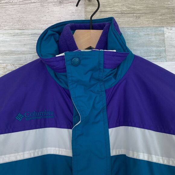 Columbia Vintage 90s Bugaboo 3 in 1 Ski Jacket Purple Blue Retro Kids Unisex 7 8 - Picture 2 of 11